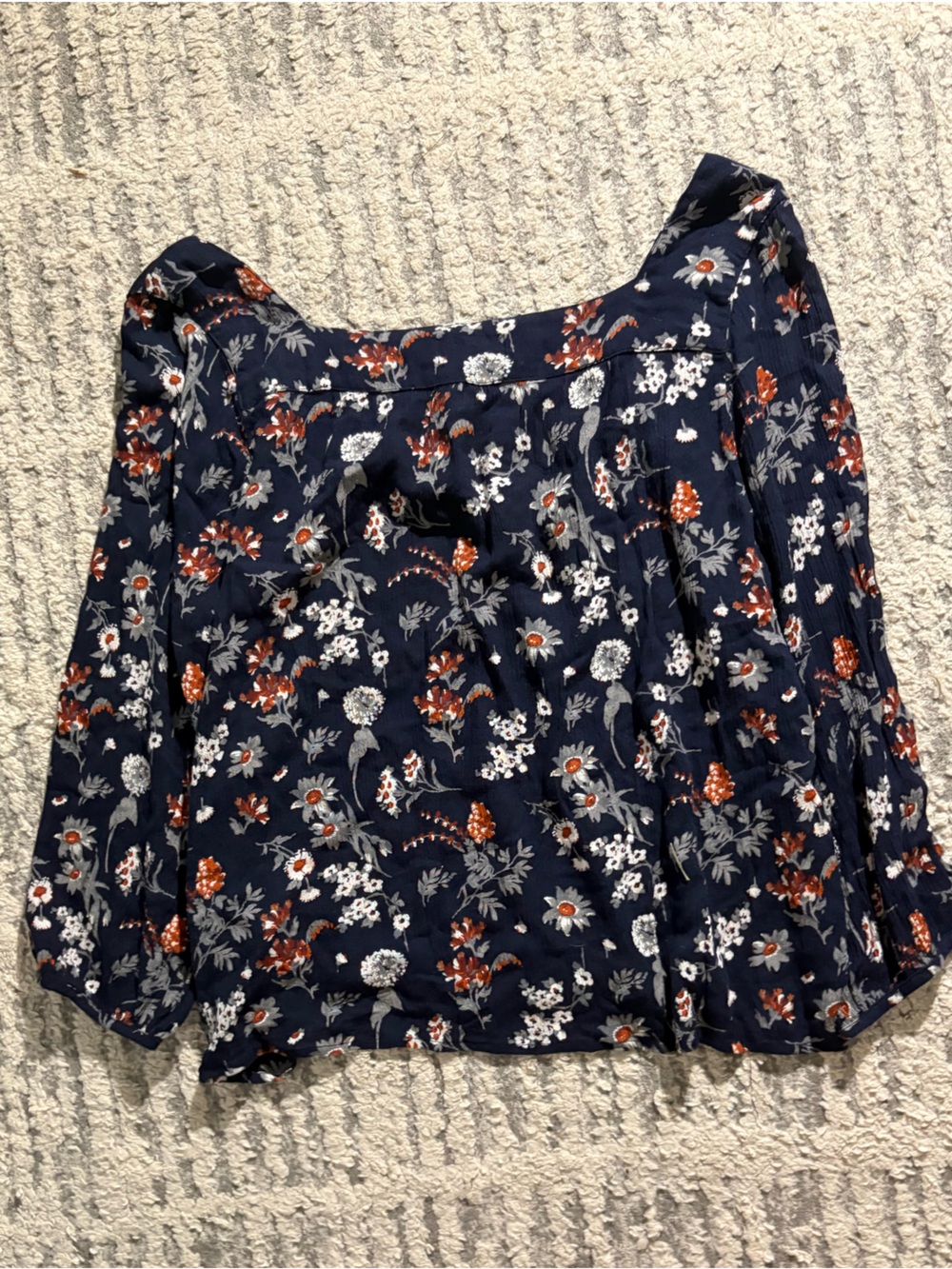 Lucky brand dark blue floral square neck blouse top shirt size XL - Picture 6 of 6